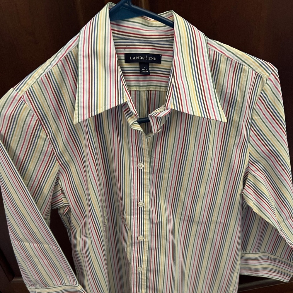 Lands End No Iron button down shirt, 3/4 sleeve